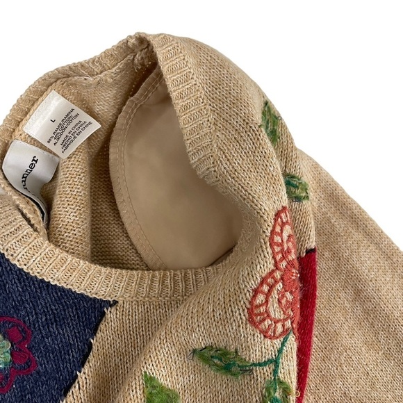 80’s Vintage Alfred Dunner Floral Embroidered Knit Sweater Large - Picture 8 of 11